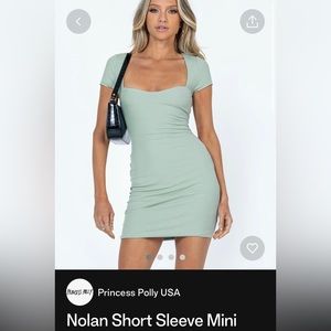 Princess Polly sage green short dress, size 4 worn once